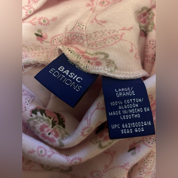 Vintage 90s Basic Editions Fairy Pink Floral Longsleeve Turtleneck Top - Large - Picture 9 of 9